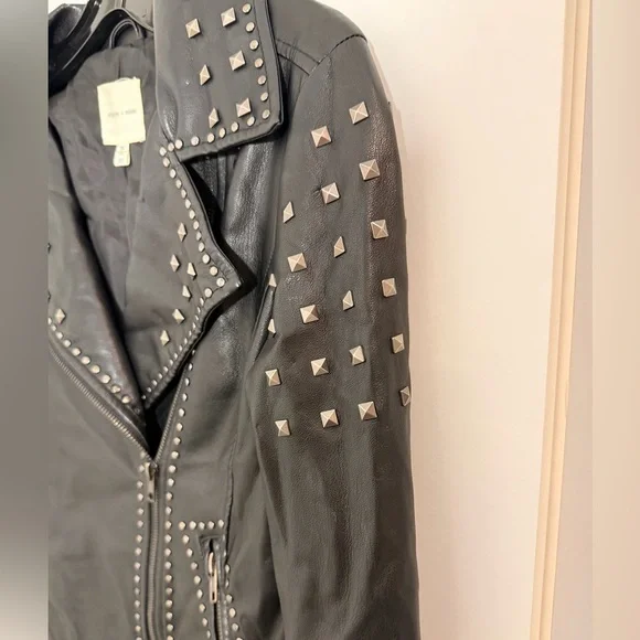 Silence + Noise Irina Embroidered Vegan Leather Moto Jacket XS - Picture 10 of 16